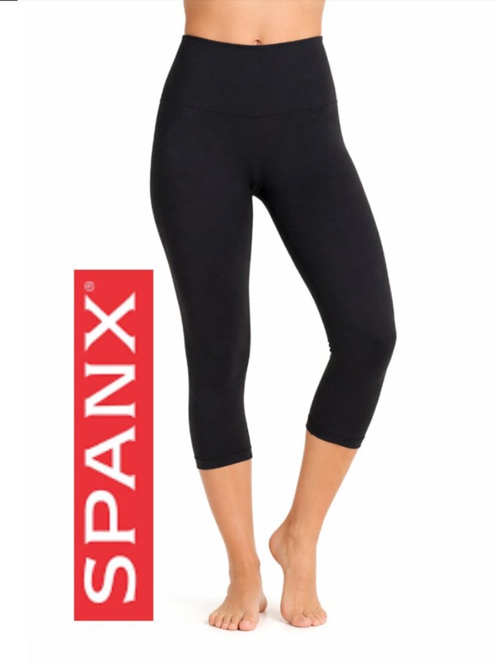 SPANX Seamless High-Waist Black Leggings Sculpt Stretch Slim Fit Size L